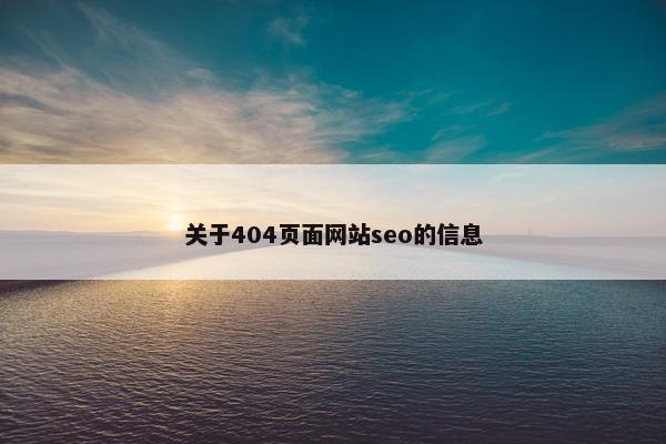 关于404页面网站seo的信息