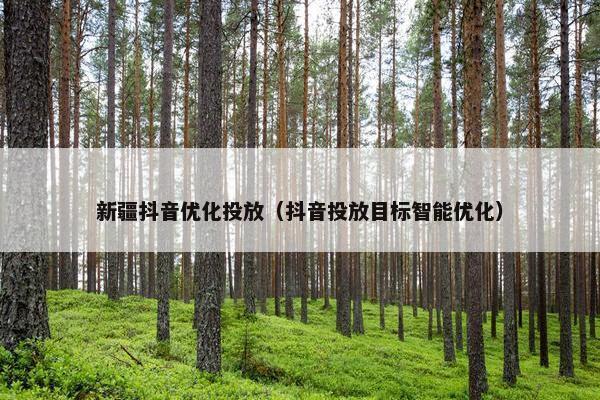新疆抖音优化投放（抖音投放目标智能优化）