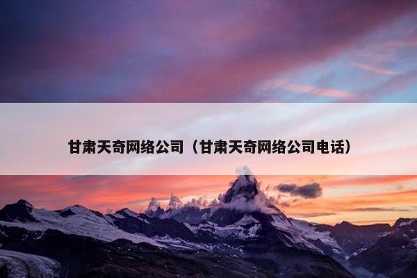 甘肃天奇网络公司（甘肃天奇网络公司电话）