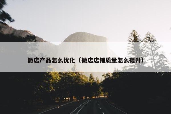 微店产品怎么优化（微店店铺质量怎么提升）