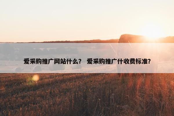 爱采购推广网站什么？ 爱采购推广什收费标准？