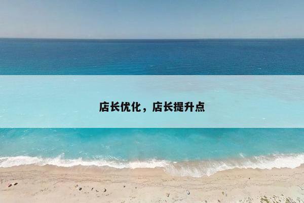 店长优化，店长提升点