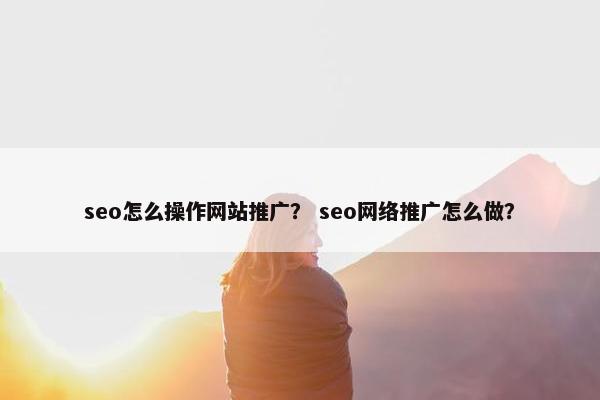 seo怎么操作网站推广？ seo网络推广怎么做？