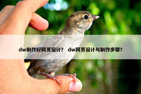 dw制作好网页设计？ dw网页设计与制作步骤？