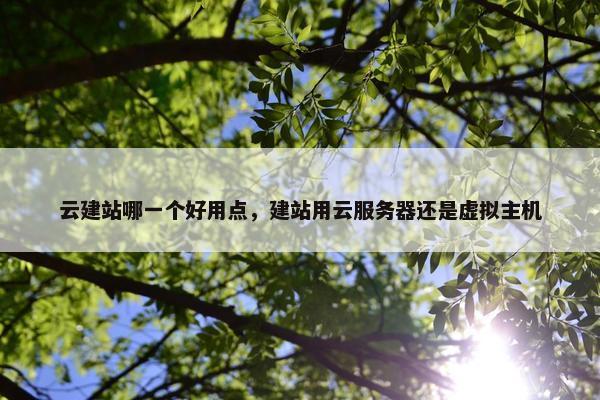 云建站哪一个好用点，建站用云服务器还是虚拟主机