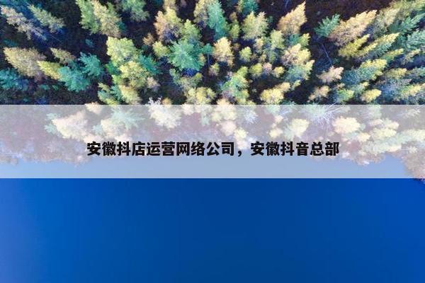 安徽抖店运营网络公司，安徽抖音总部