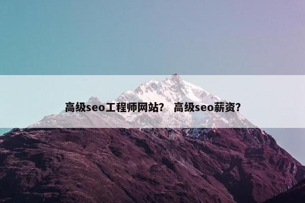 高级seo工程师网站？ 高级seo薪资？