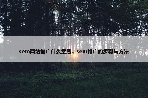 sem网站推广什么意思，sem推广的步骤与方法