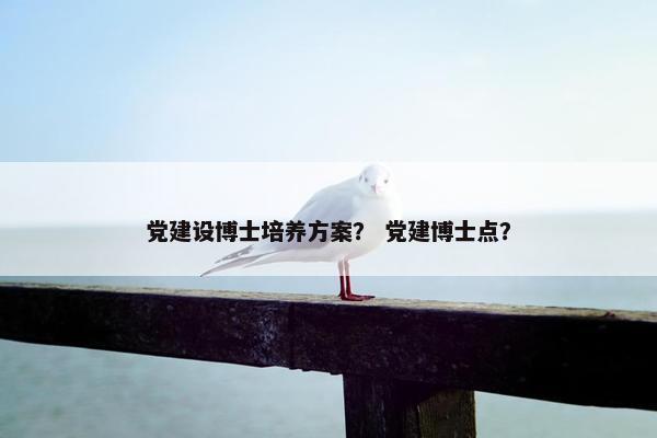 党建设博士培养方案？ 党建博士点？