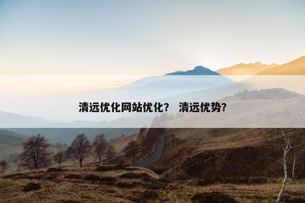清远优化网站优化？ 清远优势？