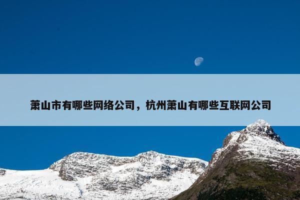 萧山市有哪些网络公司，杭州萧山有哪些互联网公司