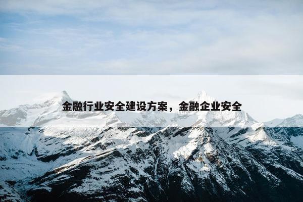 金融行业安全建设方案，金融企业安全