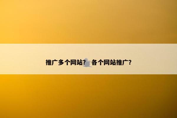 推广多个网站？ 各个网站推广？