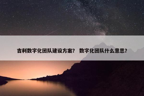吉利数字化团队建设方案？ 数字化团队什么意思？