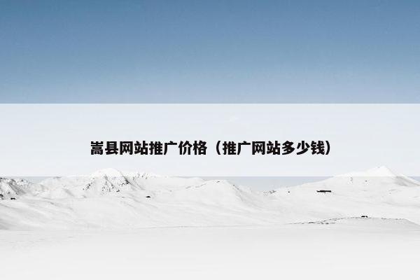 嵩县网站推广价格（推广网站多少钱）