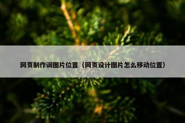 网页制作调图片位置（网页设计图片怎么移动位置）