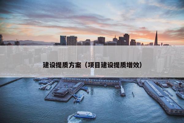 建设提质方案（项目建设提质增效）