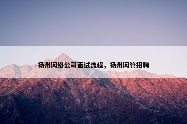 扬州网络公司面试流程，扬州网管招聘