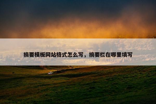 摘要模板网站格式怎么写，摘要栏在哪里填写