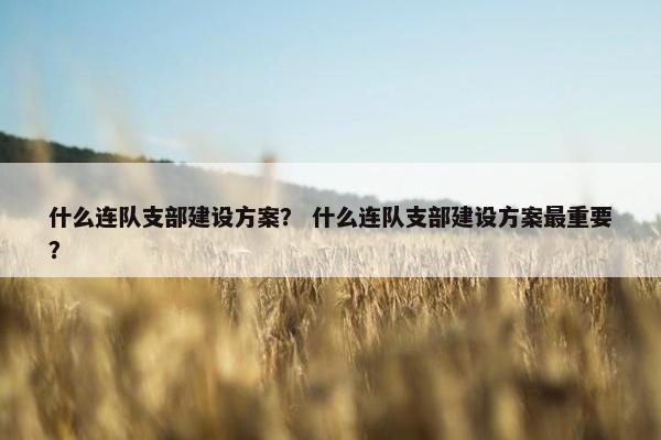 什么连队支部建设方案？ 什么连队支部建设方案最重要？