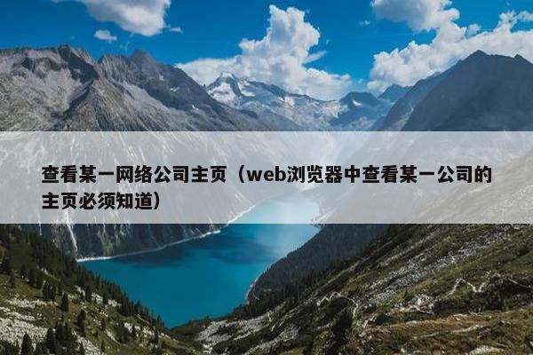 查看某一网络公司主页（web浏览器中查看某一公司的主页必须知道）