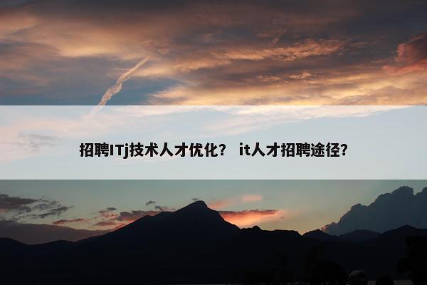 招聘ITj技术人才优化？ it人才招聘途径？