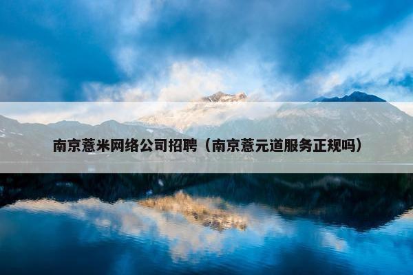 南京薏米网络公司招聘（南京薏元道服务正规吗）