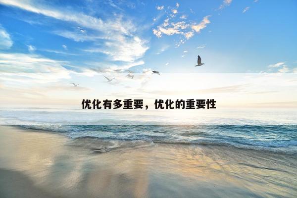 优化有多重要，优化的重要性