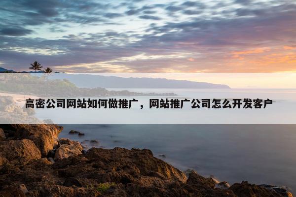 高密公司网站如何做推广，网站推广公司怎么开发客户