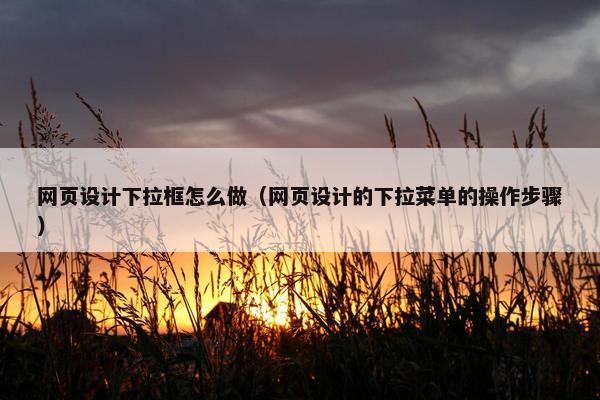 网页设计下拉框怎么做（网页设计的下拉菜单的操作步骤）