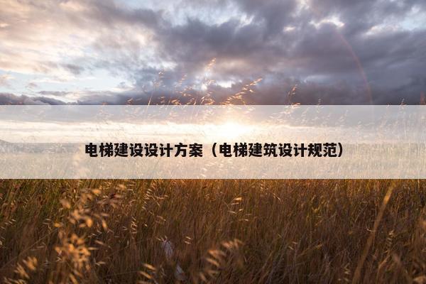 电梯建设设计方案（电梯建筑设计规范）