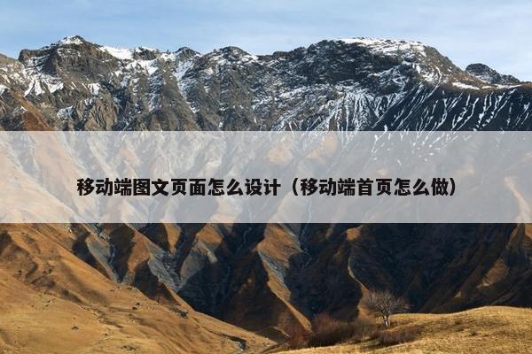 移动端图文页面怎么设计（移动端首页怎么做）