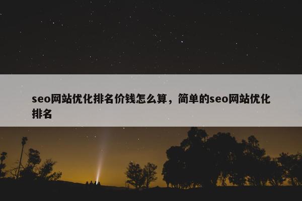 seo网站优化排名价钱怎么算，简单的seo网站优化排名