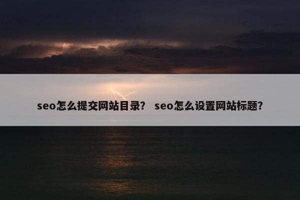 seo怎么提交网站目录？ seo怎么设置网站标题？
