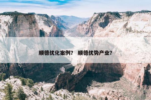顺德优化案例？ 顺德优势产业？