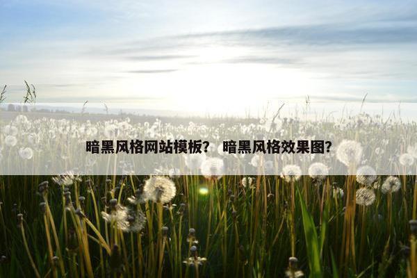 暗黑风格网站模板？ 暗黑风格效果图？