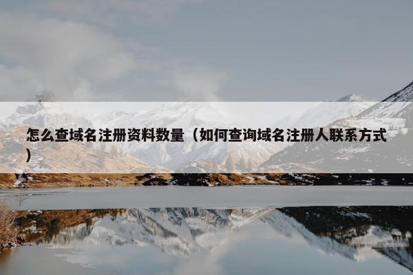 怎么查域名注册资料数量（如何查询域名注册人联系方式）