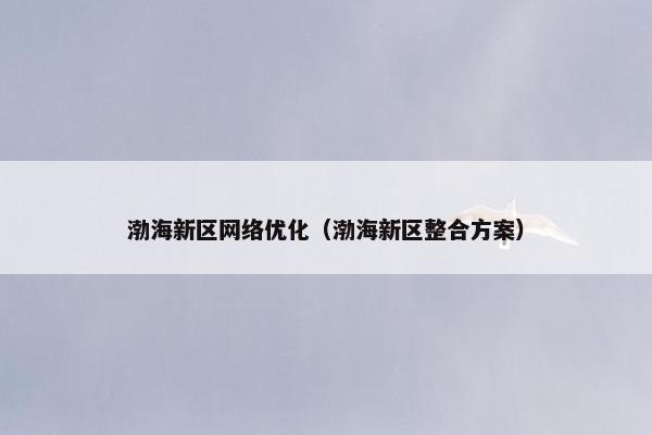 渤海新区网络优化（渤海新区整合方案）