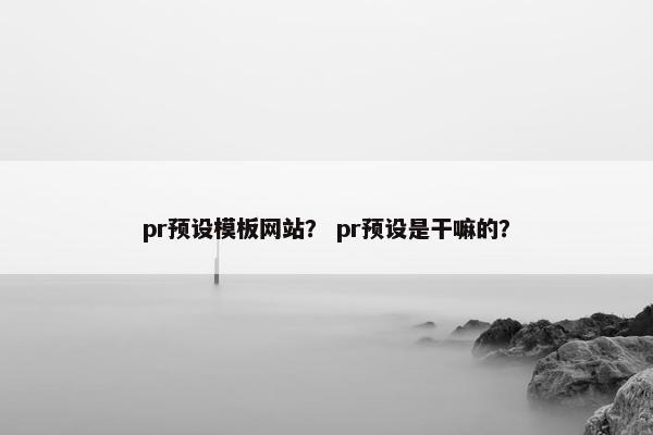 pr预设模板网站？ pr预设是干嘛的？