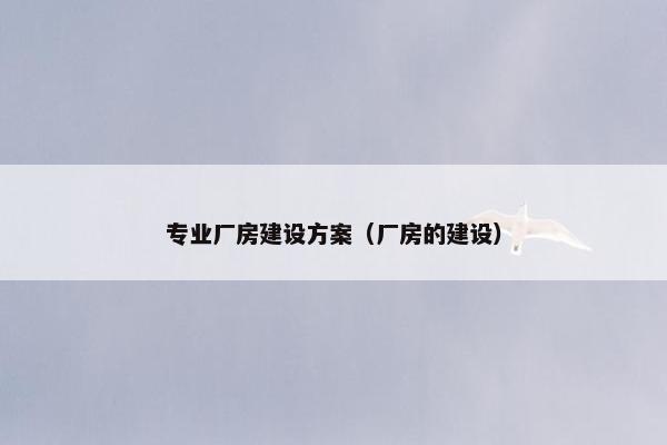 专业厂房建设方案（厂房的建设）