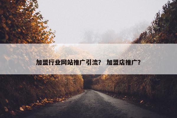 加盟行业网站推广引流？ 加盟店推广？