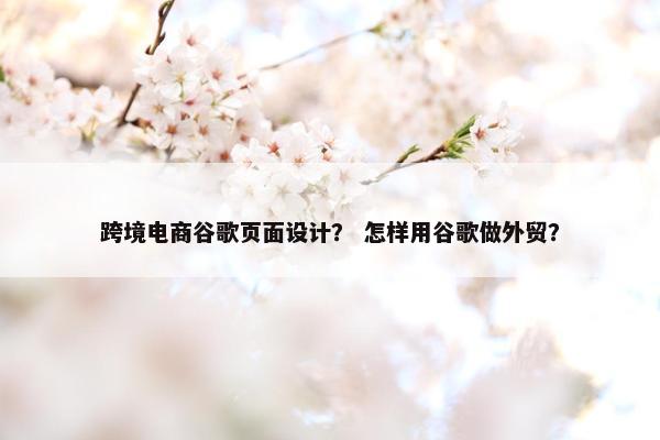 跨境电商谷歌页面设计？ 怎样用谷歌做外贸？