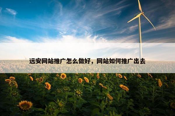 远安网站推广怎么做好，网站如何推广出去