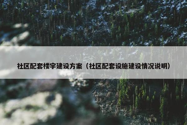 社区配套楼宇建设方案（社区配套设施建设情况说明）