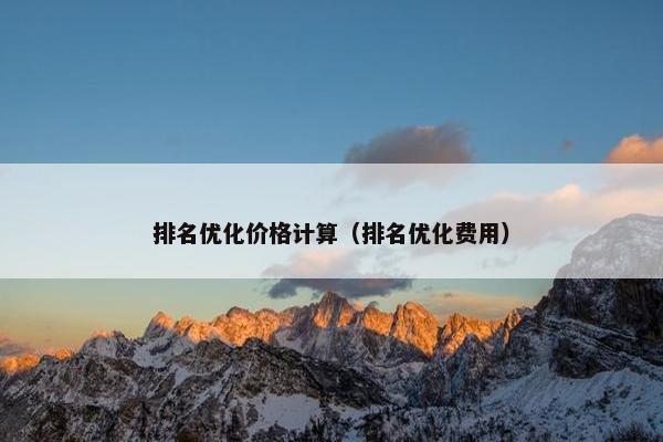 排名优化价格计算（排名优化费用）