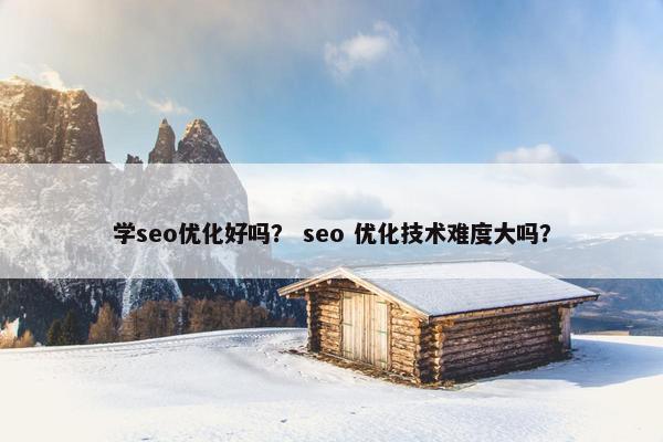 学seo优化好吗？ seo 优化技术难度大吗？