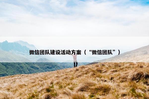 微信团队建设活动方案（“微信团队”）