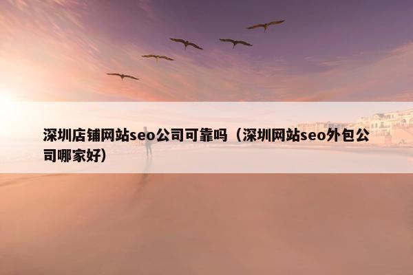 深圳店铺网站seo公司可靠吗（深圳网站seo外包公司哪家好）