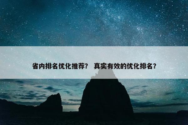 省内排名优化推荐？ 真实有效的优化排名？