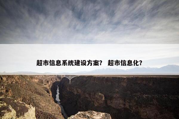 超市信息系统建设方案？ 超市信息化？
